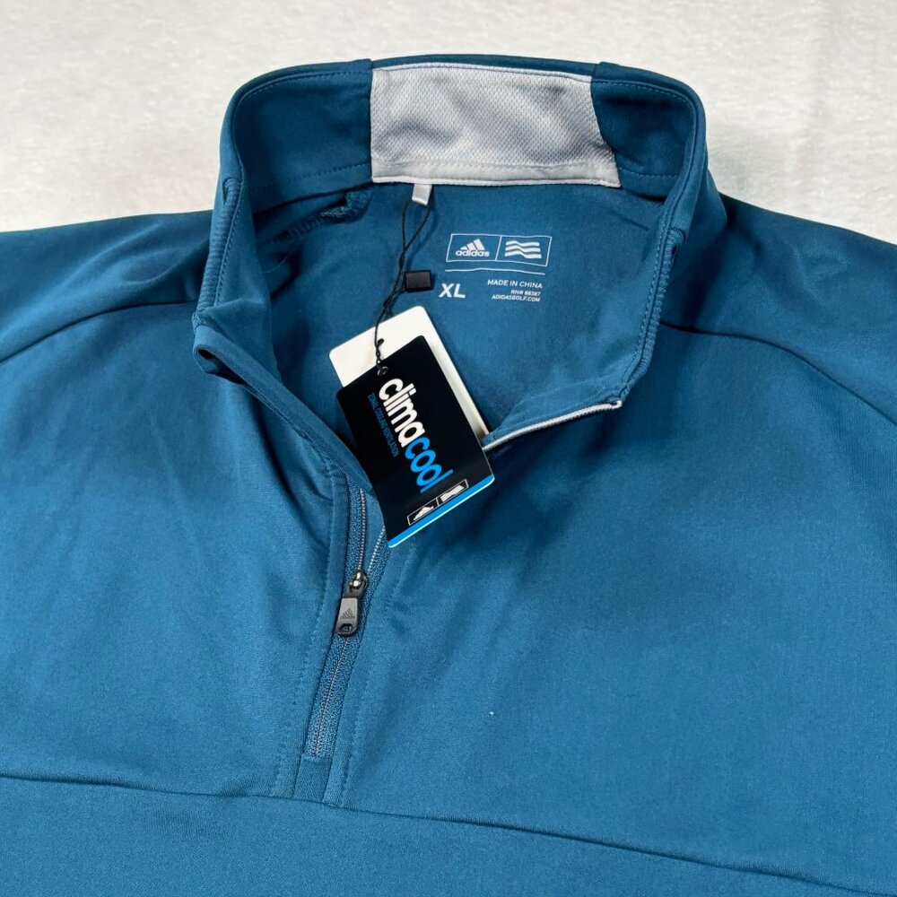 Adidas Mens Golf Vest XL 1/4 Zip Pullover Climacool Lightweight Aqua Green